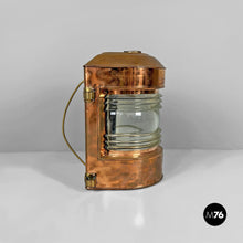 将图片加载到图库查看器，Naval navigation lantern in copper with Fresnel lens, 1950s
