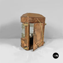 将图片加载到图库查看器，Naval navigation lantern in copper with Fresnel lens, 1950s
