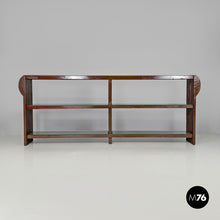 将图片加载到图库查看器，Brown wood and glass bookcase, 1970s
