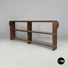 将图片加载到图库查看器，Brown wood and glass bookcase, 1970s
