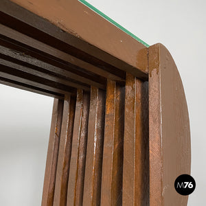 Brown wood and glass bookcase, 1970s