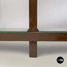 将图片加载到图库查看器，Brown wood and glass bookcase, 1970s
