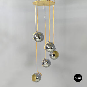 Cascade chandelier with chromed metal spheres, 1970s