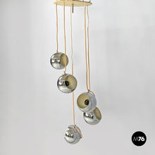 画像をギャラリービューアに読み込む, Cascade chandelier with chromed metal spheres, 1970s
