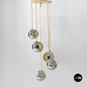 Cascade chandelier with chromed metal spheres, 1970s