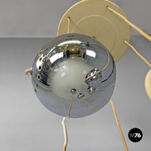 画像をギャラリービューアに読み込む, Cascade chandelier with chromed metal spheres, 1970s
