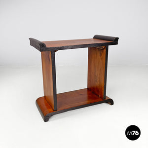 Wooden coffee table with black rounded profiles, 1940s