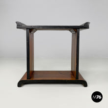 将图片加载到图库查看器，Wooden coffee table with black rounded profiles, 1940s
