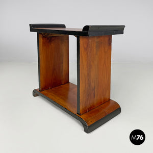 Wooden coffee table with black rounded profiles, 1940s