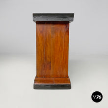 Charger l&#39;image dans la galerie, Wooden coffee table with black rounded profiles, 1940s
