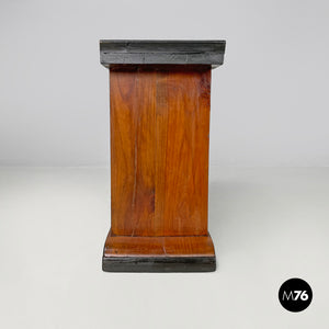 Wooden coffee table with black rounded profiles, 1940s