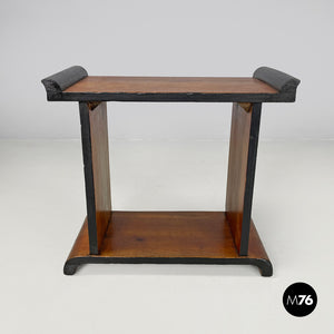 Wooden coffee table with black rounded profiles, 1940s