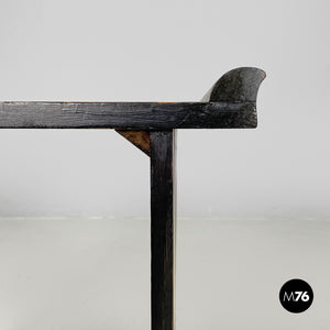 Wooden coffee table with black rounded profiles, 1940s