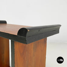 Charger l&#39;image dans la galerie, Wooden coffee table with black rounded profiles, 1940s
