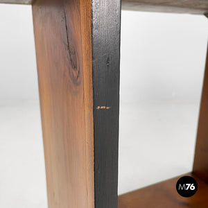 Wooden coffee table with black rounded profiles, 1940s