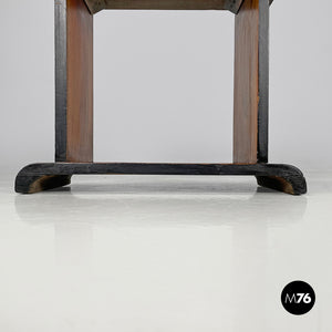 Wooden coffee table with black rounded profiles, 1940s