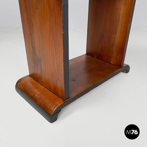 Wooden coffee table with black rounded profiles, 1940s