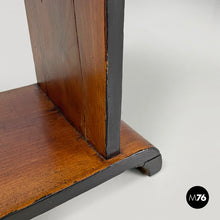 将图片加载到图库查看器，Wooden coffee table with black rounded profiles, 1940s
