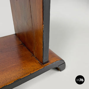 Wooden coffee table with black rounded profiles, 1940s