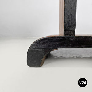 Wooden coffee table with black rounded profiles, 1940s