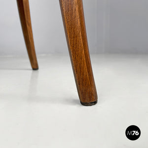 Armchairs in wood and straw with brass feet, 1950s