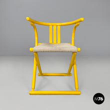 Charger l&#39;image dans la galerie, Yellow wood and fabric folding tub chair, 1980s
