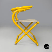 Charger l&#39;image dans la galerie, Yellow wood and fabric folding tub chair, 1980s
