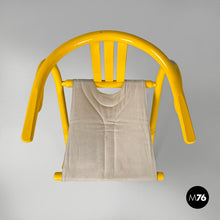 Charger l&#39;image dans la galerie, Yellow wood and fabric folding tub chair, 1980s
