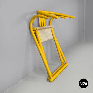 Yellow wood and fabric folding tub chair, 1980s