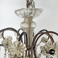Charger l&#39;image dans la galerie, Glass drop chandelier with metal structure, 1950s
