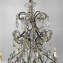 Load image into Gallery viewer, Glass drop chandelier with metal structure, 1950s
