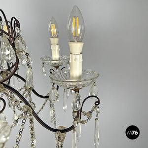 Glass drop chandelier with metal structure, 1950s