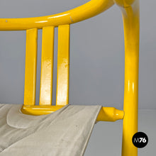 Charger l&#39;image dans la galerie, Yellow wood and fabric folding tub chair, 1980s
