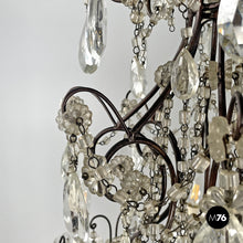 Carica l&#39;immagine nel visualizzatore di Gallery, Glass drop chandelier with metal structure, 1950s
