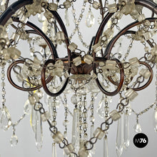 画像をギャラリービューアに読み込む, Glass drop chandelier with metal structure, 1950s
