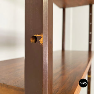 Italian wood and metal self-standing bookcase, 1960s