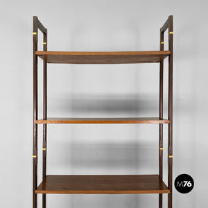 Italian wood and metal self-standing bookcase, 1960s