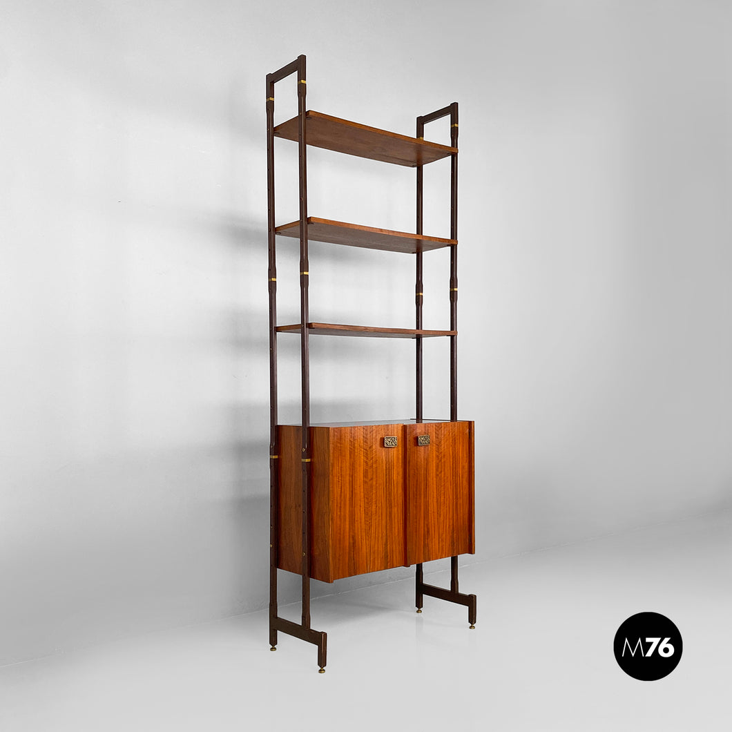 Italian wood and metal self-standing bookcase, 1960s