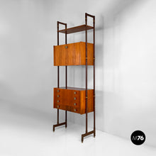 Carica l&#39;immagine nel visualizzatore di Gallery, Wood self standing bookcase with double cabinet, 1960s

