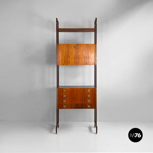 Wood self standing bookcase with double cabinet, 1960s