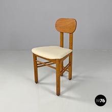 将图片加载到图库查看器，Wooden chairs with white linen fabric, 1960s
