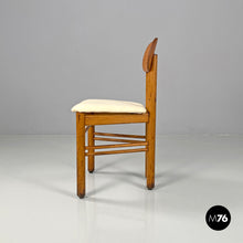 Load image into Gallery viewer, Wooden chairs with white linen fabric, 1960s
