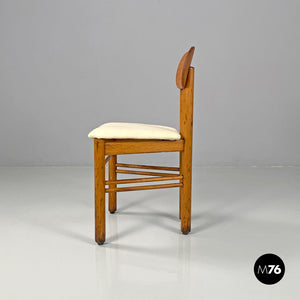 Wooden chairs with white linen fabric, 1960s