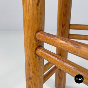 Wooden chairs with white linen fabric, 1960s