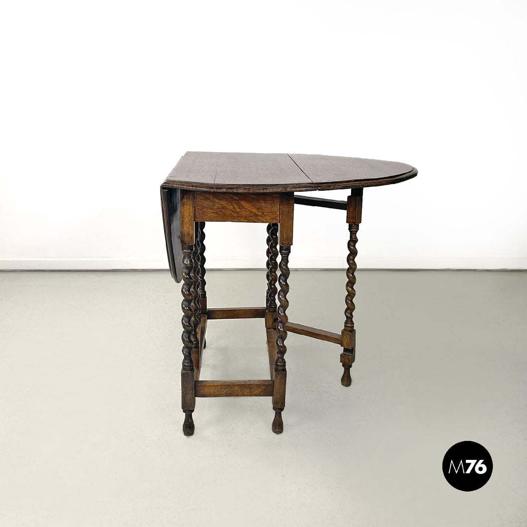 Wooden coffee or service table with folding top, 1900s