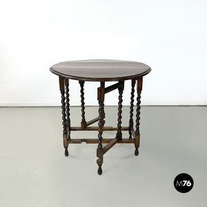 Wooden coffee or service table with folding top, 1900s