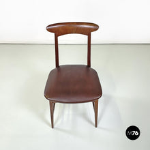 Load image into Gallery viewer, Wooden and brown leather chairs, 1950s
