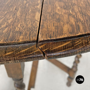 Wooden coffee or service table with folding top, 1900s