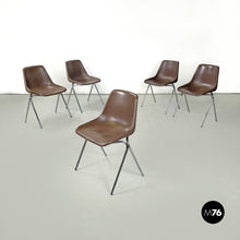 Load image into Gallery viewer, Stackable chairs by Proinco in brown plastic, 1970s
