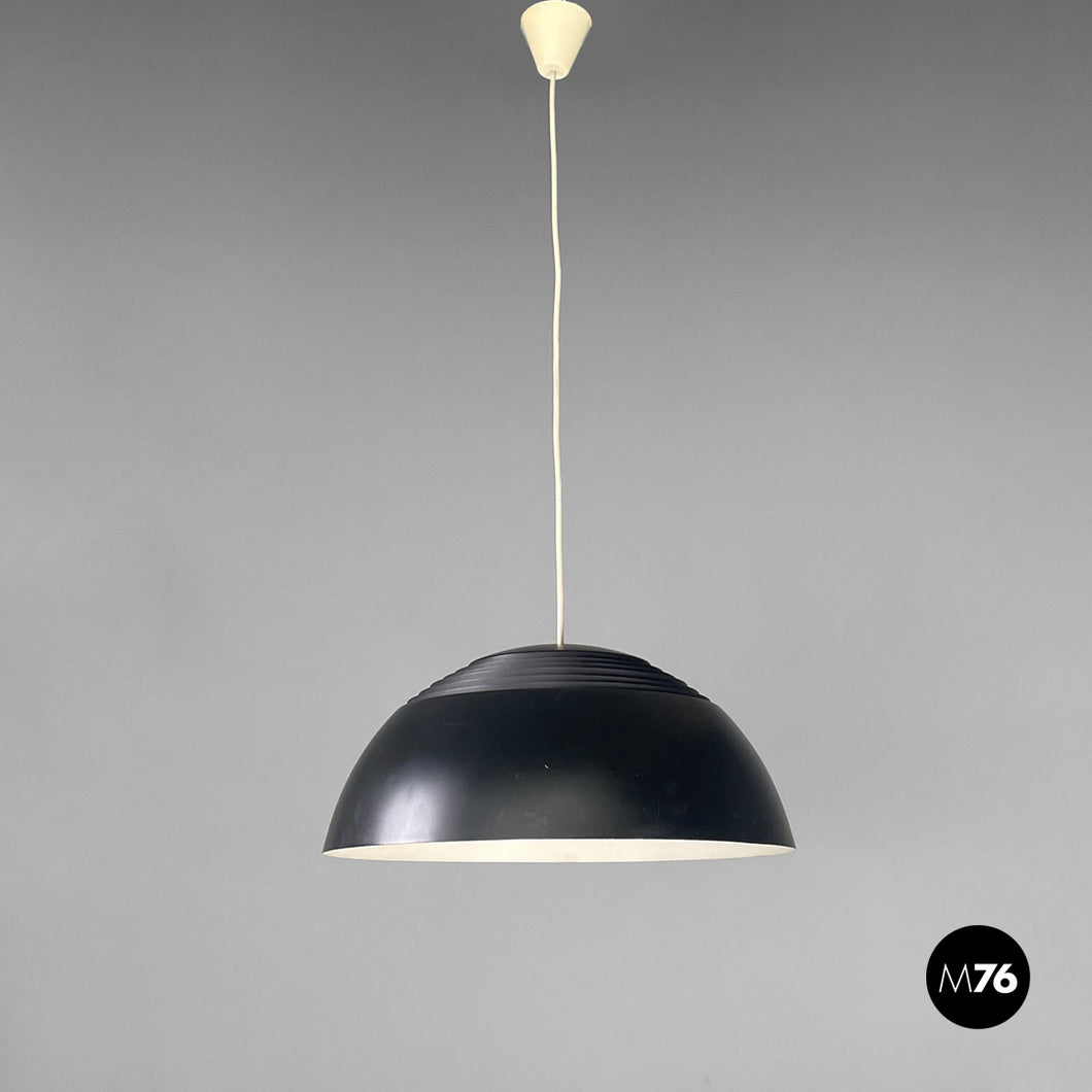 Black and white metal ceiling lamp by Arne Jacobsen for Louis Poulsen, 1960s